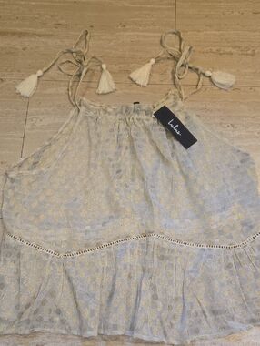 New Lulus Sheer Metallic Accent Flowy Boho Tank Blouse